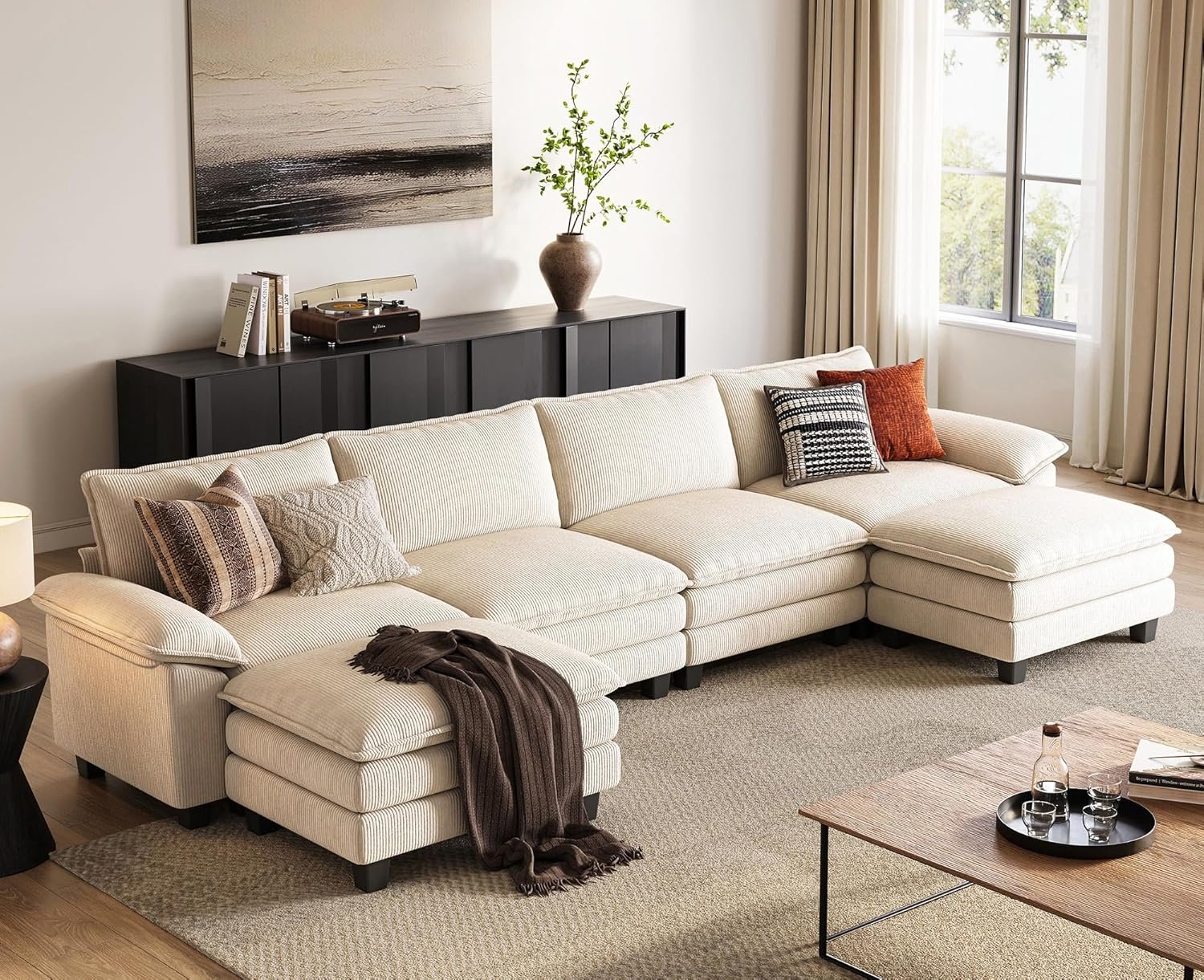 LINSY HOME Cloud Loveseat Sofa, 90", Green - Image 11