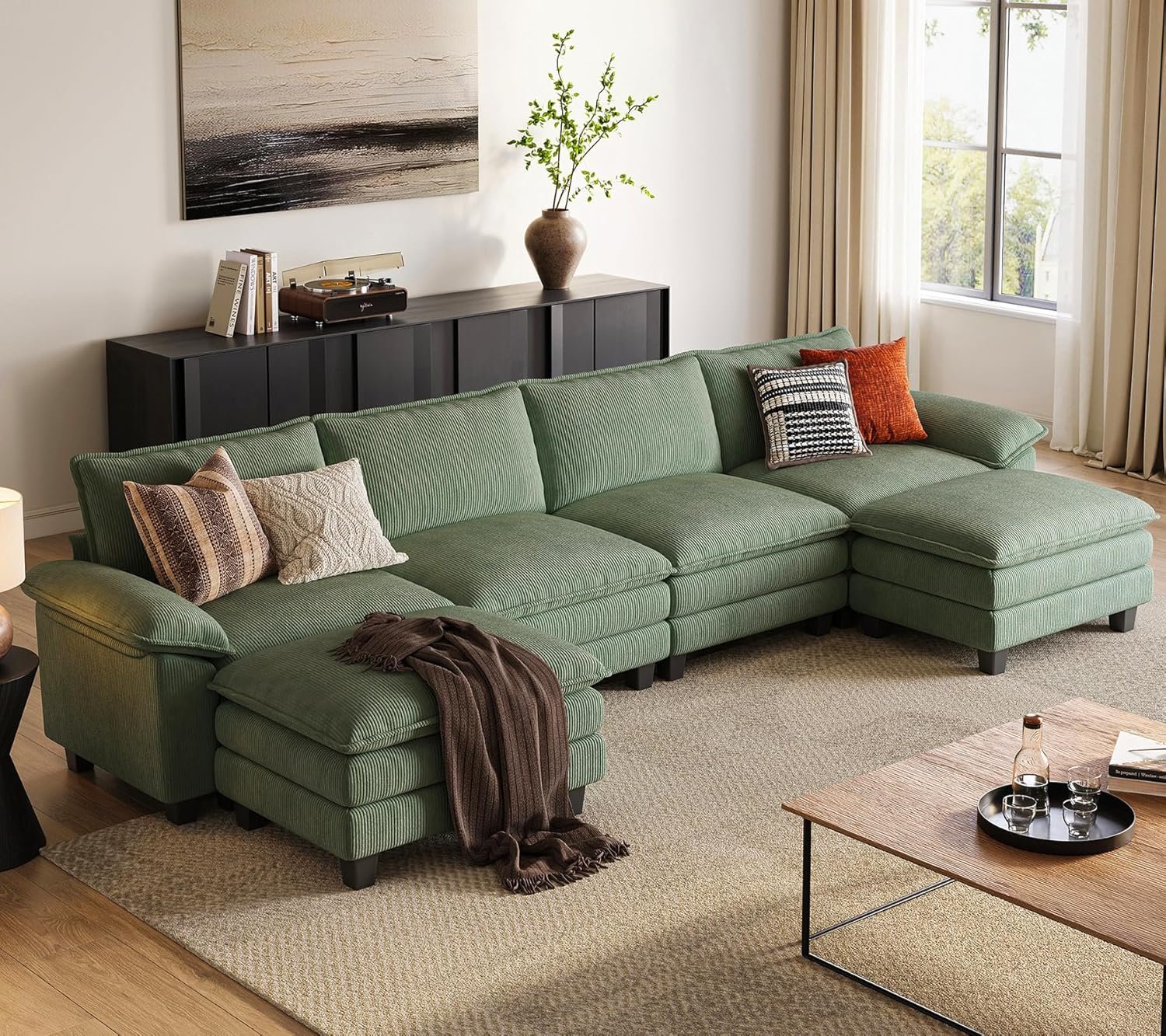 LINSY HOME Cloud Loveseat Sofa, 90", Green - Image 26