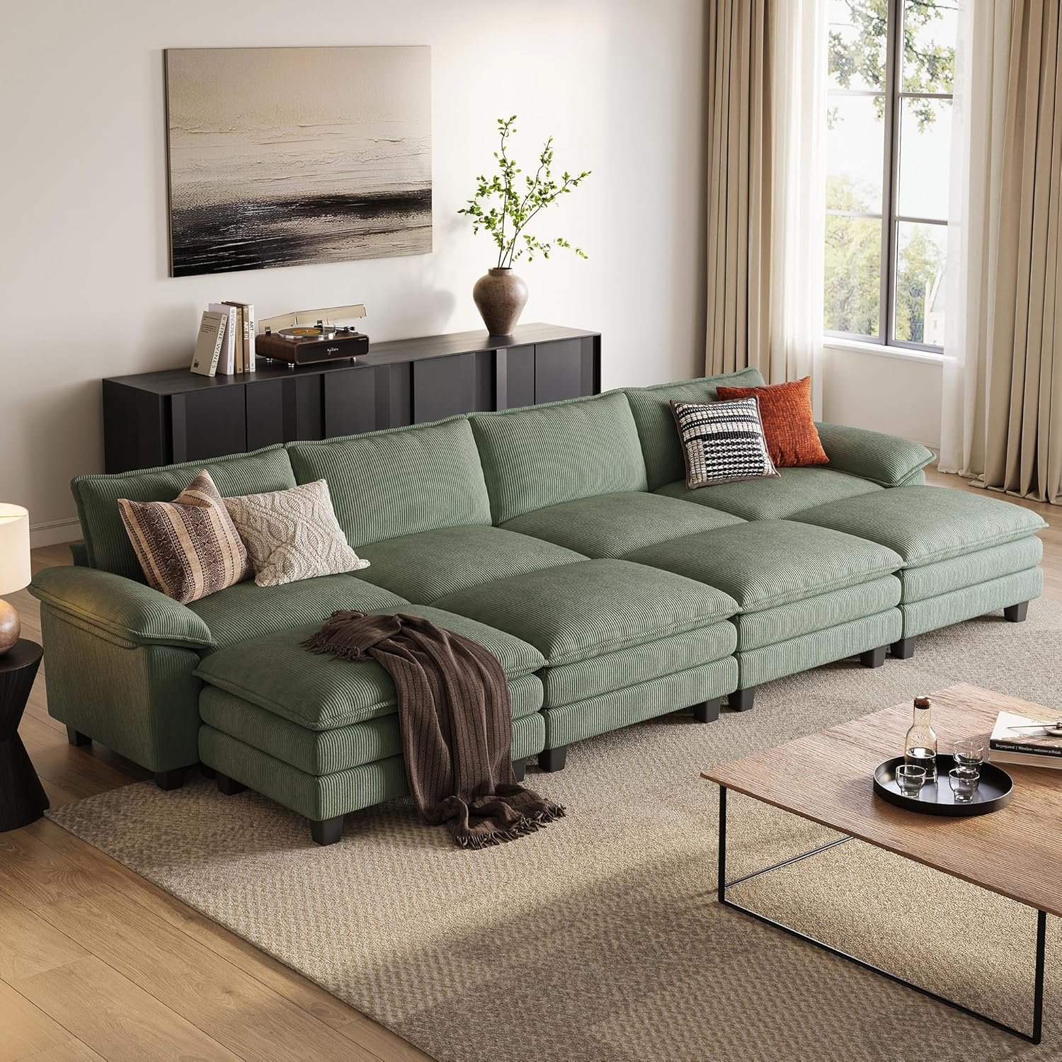 LINSY HOME Cloud Loveseat Sofa, 90", Green - Image 7