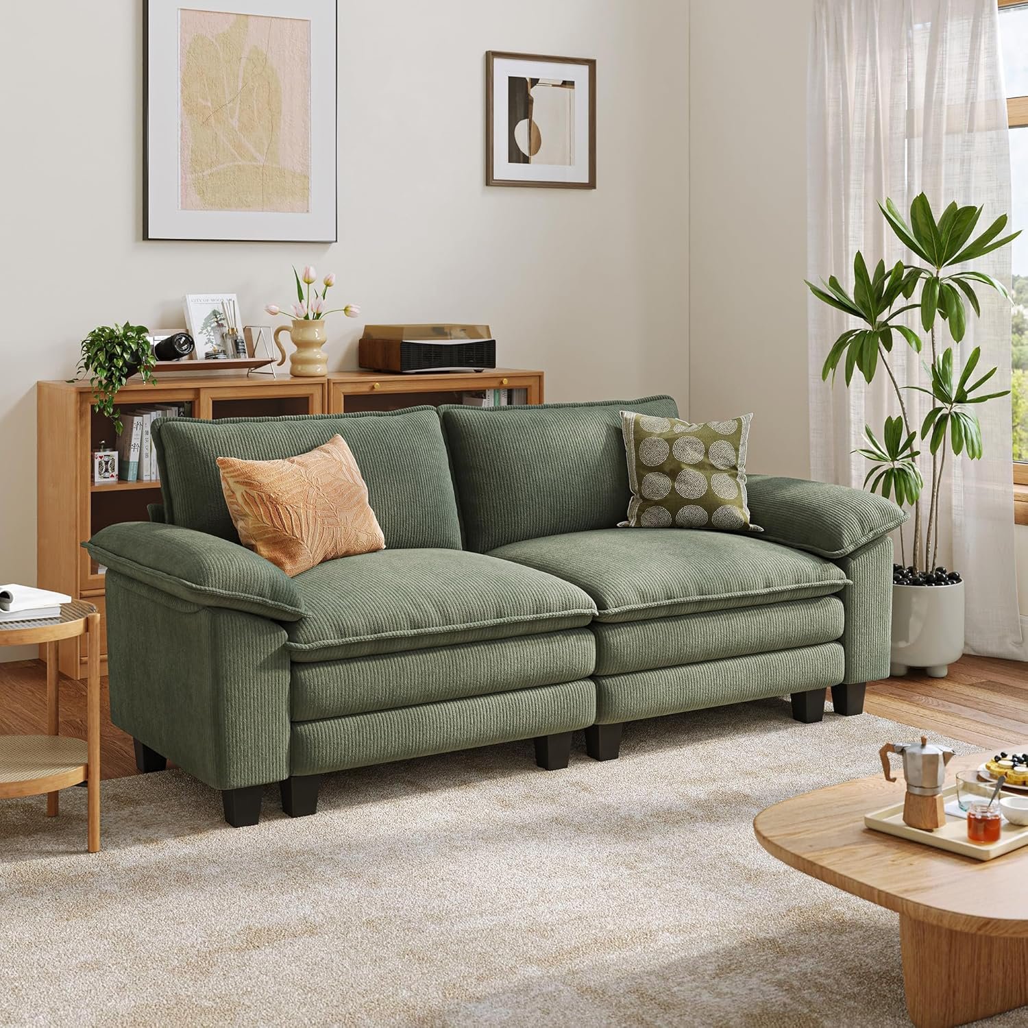 LINSY HOME Cloud Loveseat Sofa, 90", Green - Image 9