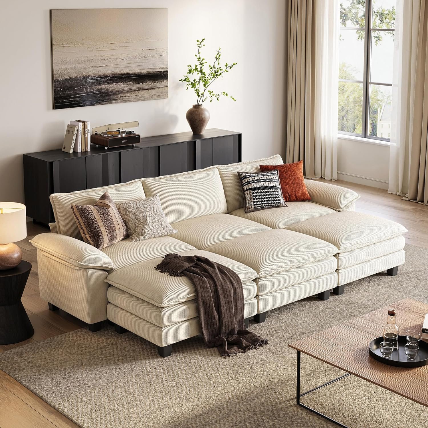 LINSY HOME Cloud Loveseat Sofa, 90", Green - Image 2