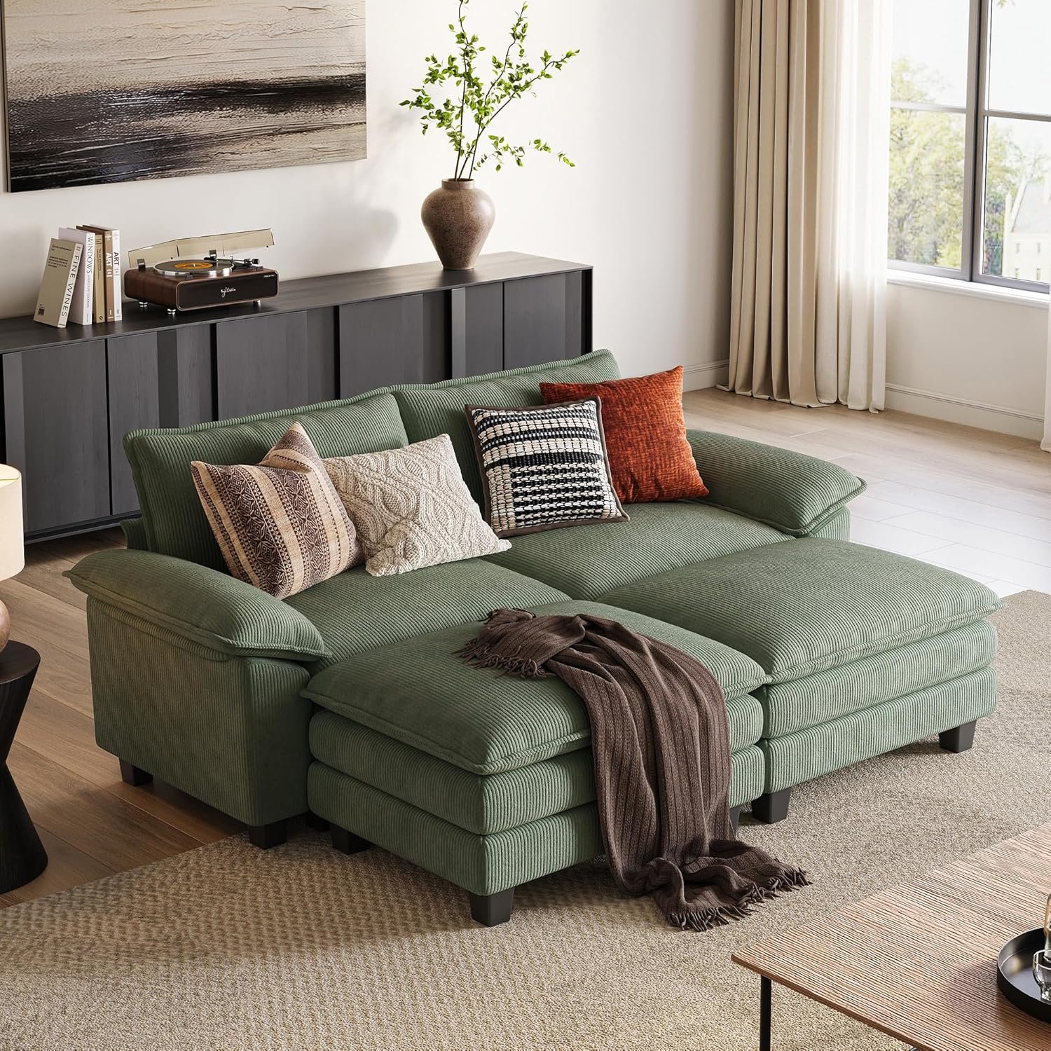 LINSY HOME Cloud Loveseat Sofa, 90", Green - Image 25