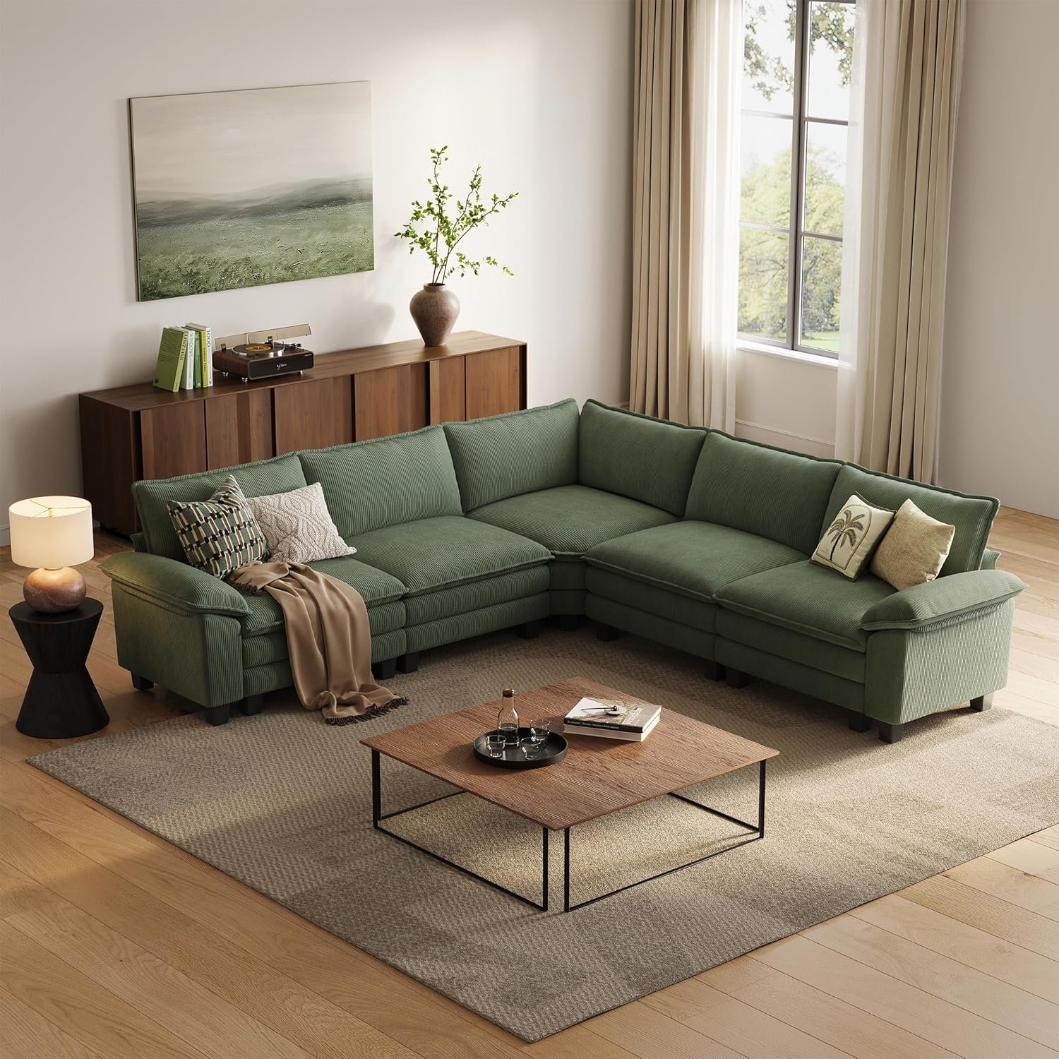 LINSY HOME Cloud Loveseat Sofa, 90", Green - Image 12